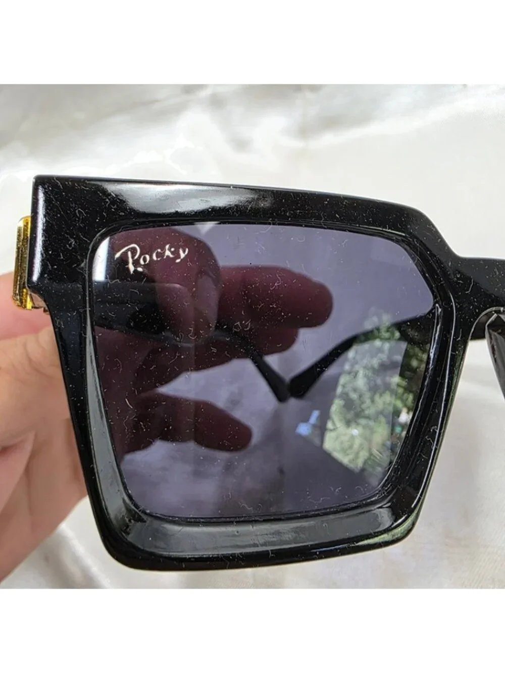 Rocky Black Gold Square Sunglasses Dark Tinted Lenses